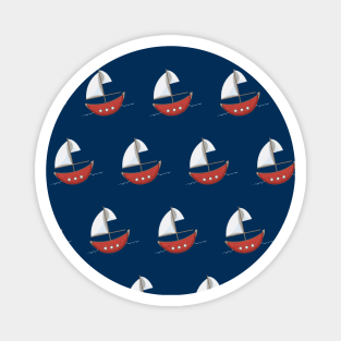 Nautical Sailboats Navy Blue Magnet